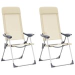 vidaXL Chaises de camping pliables lot de 2 Crème Aluminium