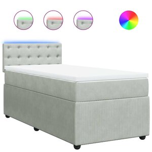vidaXL Sommier à lattes de lit et matelas Gris clair 100x200cm Velours