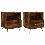vidaXL Tables de chevet 2Pièces chêne fumé 40x35x47 5cm bois d’ingénierie
