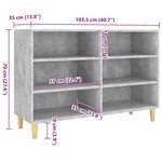 vidaXL Buffet gris béton 103 5x35x70 cm bois d'ingénierie