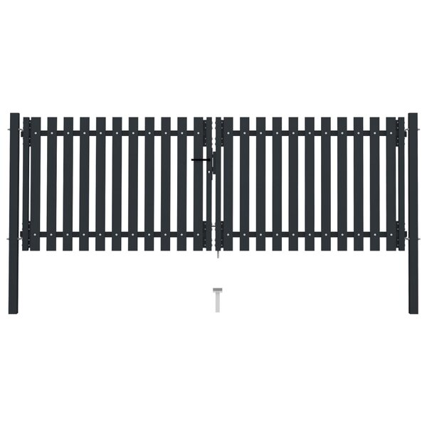 vidaXL Portail de clôture à double porte Acier 306x150 cm Anthracite