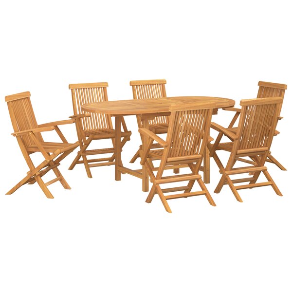 Ensemble de salle à manger de jardin de 7 pièces en bois massif de teck