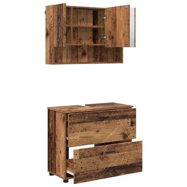 vidaXL Ensemble de mobilier de salle de bain 2 Pièces Bois Ancien