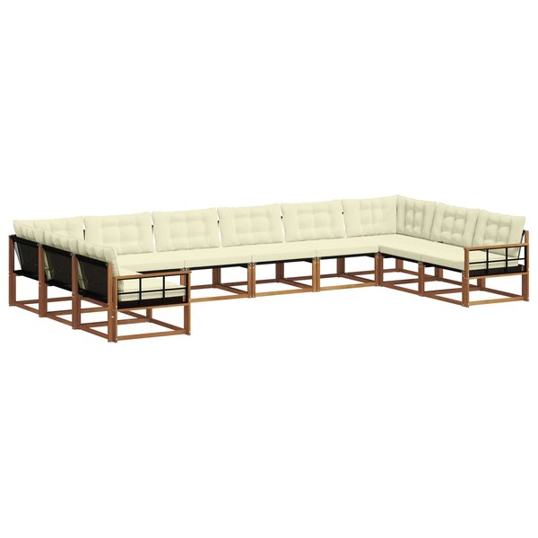vidaXL Ensemble de canapés d'extérieur 10 pc Naturel et Crème