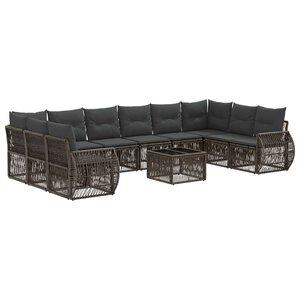 vidaXL Ensemble de canapé de jardin 11 Pièces Gris et Gris foncé