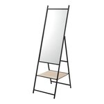 Miroir sur pied avec une étagère chamois 150 x 44 x 60 cm noir effet chêne 03_0007966