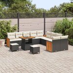 vidaXL Ensemble de canapé de jardin avec coussin 13 Pièces Noir et Crème