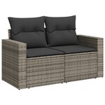 Ensemble de Canapés de Jardin vidaXL 9 Pièces avec Coussins Gris Poly Rattan Acacia