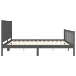 vidaXL Cadre de lit avec tête de lit gris 200x200 cm bois massif