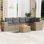 vidaXL Salon de jardin avec coussins 6 Pièces beige résine tressée
