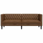 vidaXL Canapé à 3 places Chesterfield marron similicuir daim
