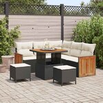 vidaXL Ensemble de canapé de jardin 8 Pièces Noir et Crème