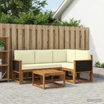 vidaXL Ensemble de canapés d'extérieur 5 pc Naturel et Crème Polyester