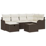 Ensemble de Canapés de Jardin vidaXL de 7 pièces avec Coussins Marron Poly Rattan