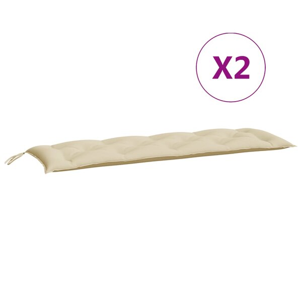 vidaXL Coussins de banc de jardin 2 Pièces beige 150x50x7 cm tissu Oxford