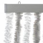 vidaXL Rideau anti-mouches gris clair et blanc 118x220 cm chenille