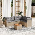 vidaXL Salon de jardin avec coussins 7Pièces mélange beige résine tressée