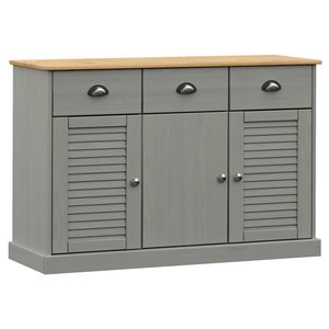 vidaXL Buffet avec tiroirs VIGO 113x40x75 cm gris bois massif de pin