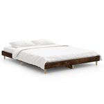 vidaXL Cadre de lit sans matelas chêne fumé 135x190 cm bois ingénierie