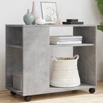 vidaXL Table d'appoint avec roues gris béton bois d'ingénierie