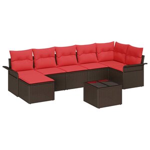vidaXL Ensemble de canapé de jardin 8 Pièces Marron polyrotin