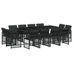 vidaXL Ensemble à manger de jardin 13 Pièces coussins noir résine tressée