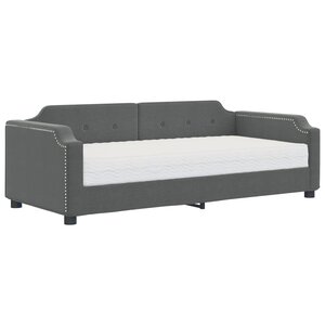 vidaXL Lit de jour avec matelas gris foncé 90x200 cm tissu