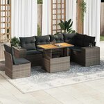 vidaXL Salon de jardin avec coussins 7 Pièces gris résine tressée
