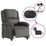 vidaXL Fauteuil de massage inclinable électrique gris cuir véritable
