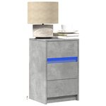 vidaXL Armoire de chevet et lumières LED gris béton bois d'ingénierie