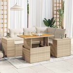 vidaXL Salon de jardin avec coussins 5 Pièces beige résine tressée