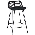 vidaXL Tabouret de bar 2 Pièces Noir 44 x 45 x 76 cm Rattan et Acier