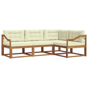 vidaXL Ensemble de canapés d'extérieur 4 pc Naturel et Crème