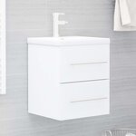 vidaXL Armoire d'évier avec lavabo intégré Blanc Aggloméré