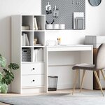 vidaXL Bureau avec tiroir avec étagère avec stockage 2 Pièces Blanc