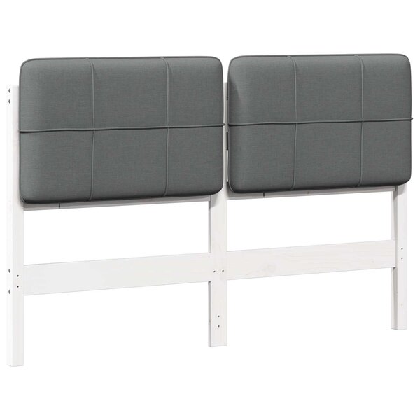 vidaXL Tête de lit capitonnée Blanc et gris clair 150 cm Pin massif