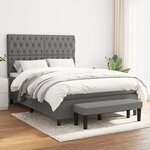 vidaXL Sommier à lattes de lit avec matelas Gris foncé 140x190cm Tissu