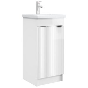 vidaXL Meuble de salle de bain avec évier Blanc brillant