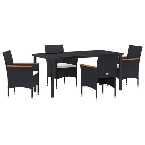 vidaXL Ensemble de Jardin 5 Pièces Noir Poly Rattan