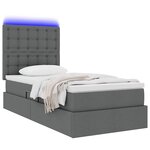 vidaXL Lit de rangement LED avec matelas Gris foncé 100 x 200 cm Tissu