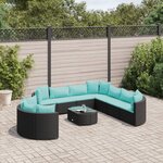 vidaXL Salon de jardin 10 Pièces avec coussins noir résine tressée