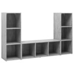 vidaXL Meubles TV 3 Pièces Gris béton 107x35x37 cm Bois d'ingénierie
