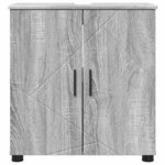 vidaXL Cabinet de salle de bain avec porte Sonoma gris 61 x 35 x 64 cm