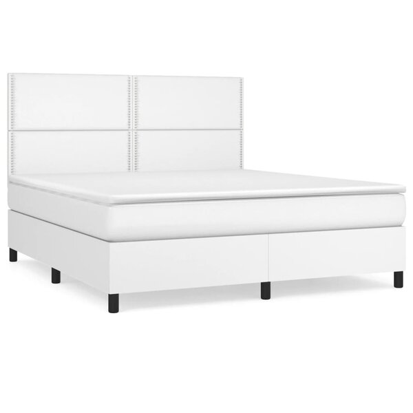 vidaXL Sommier à lattes de lit avec matelas Blanc 180x200cm Similicuir