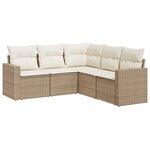 vidaXL Salon de jardin avec coussins 5 Pièces beige résine tressée