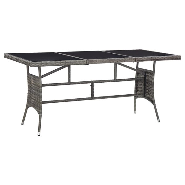 vidaXL Table de jardin Gris 170x80x74 cm Résine tressée