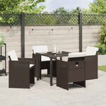 vidaXL Ensemble de salle à manger pour jardin 5 Pièces Marron polyrotin