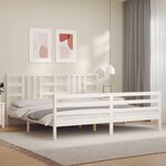 vidaXL Cadre de lit avec tête de lit blanc 200x200 cm bois massif