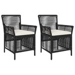 vidaXL Chaise d'Extérieur 2 pc Noir et Crème polyrotin
