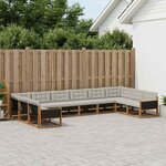 vidaXL Ensemble de canapés d'extérieur 10 Pièces Naturel et gris clair
